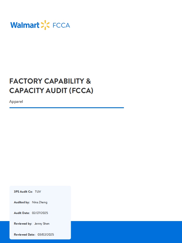 Walmart FCCA factory capability and capacity audit document